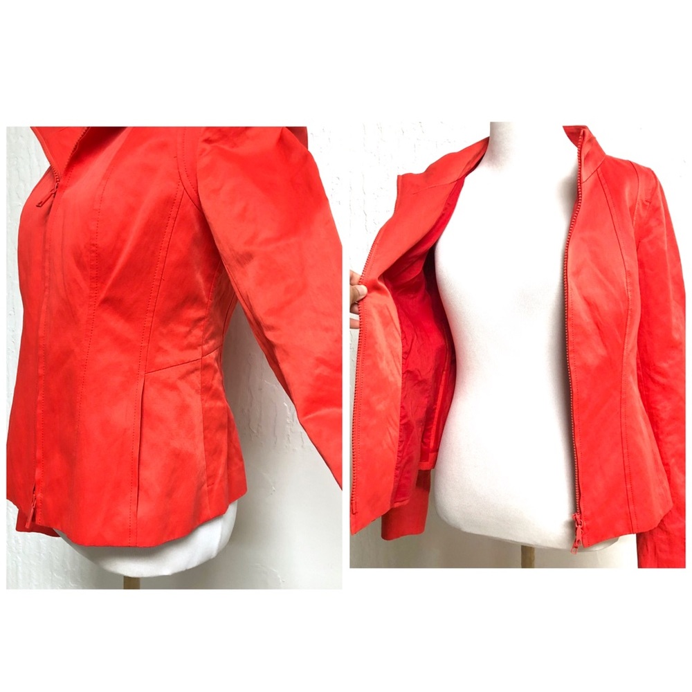 Lafayette 148 Orange Zip Front Cotton Blend Jacket - Picture 8 of 9